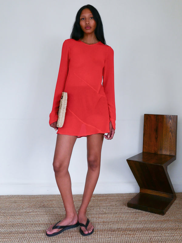 The Georgette Mini Seam Dress with Pull-On Short