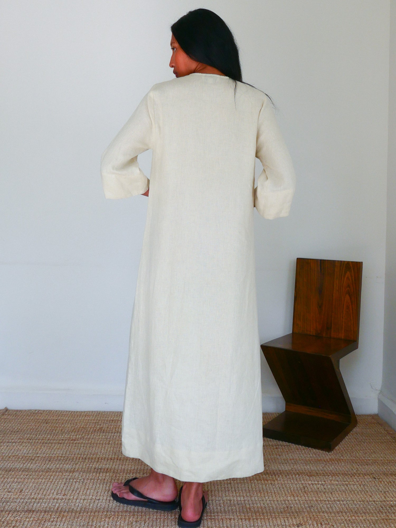 The Linen Split Tunic in Ecru