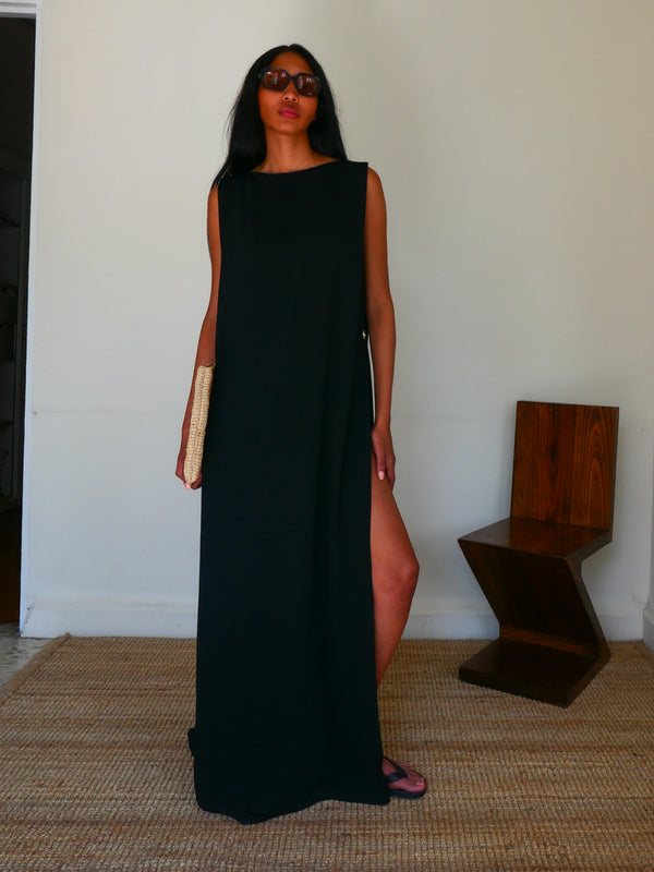 The Crepe Boat Neck Gown