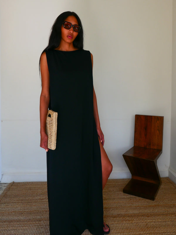 The Crepe Boat Neck Gown