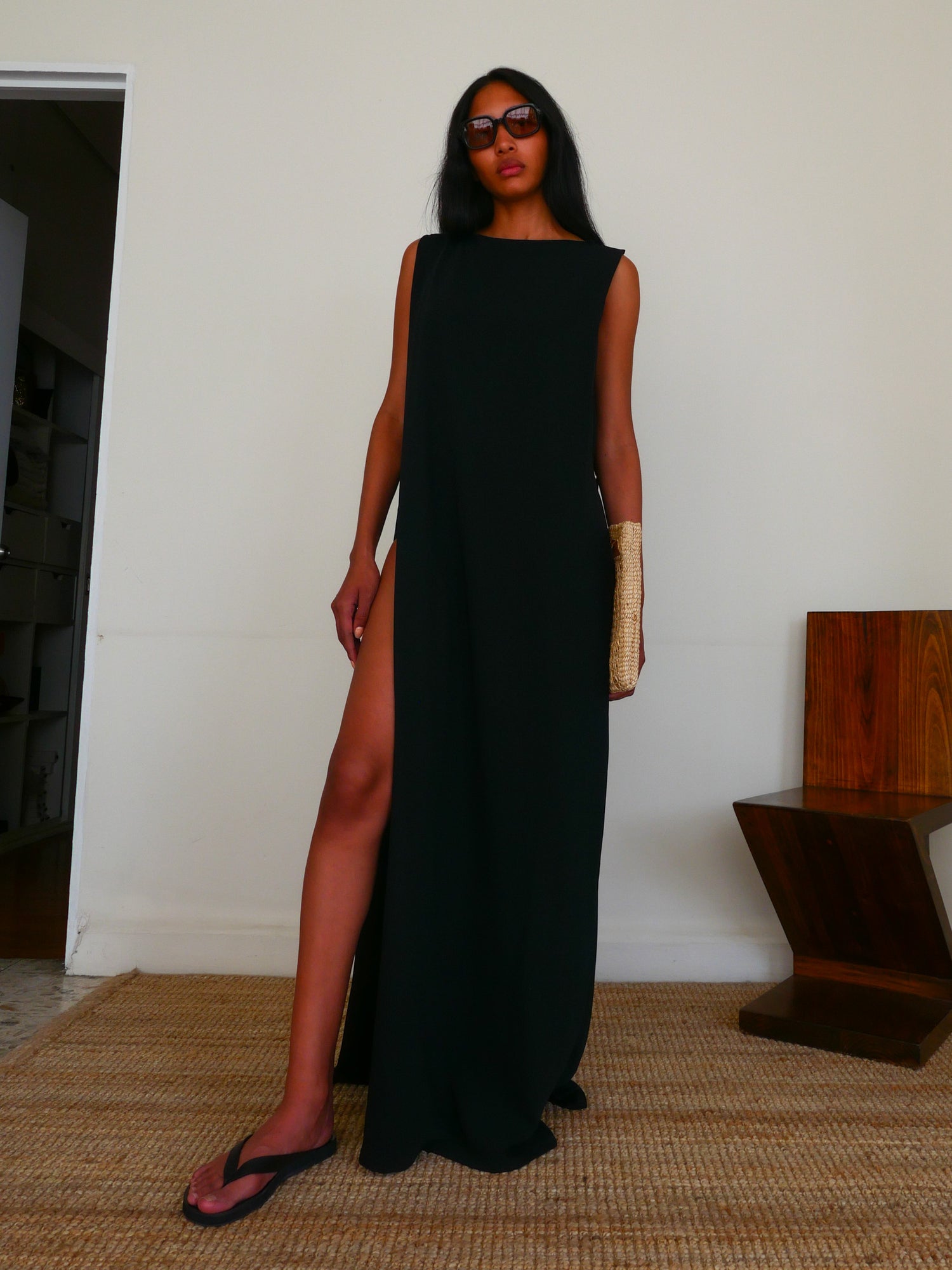 The Crepe Boat Neck Gown