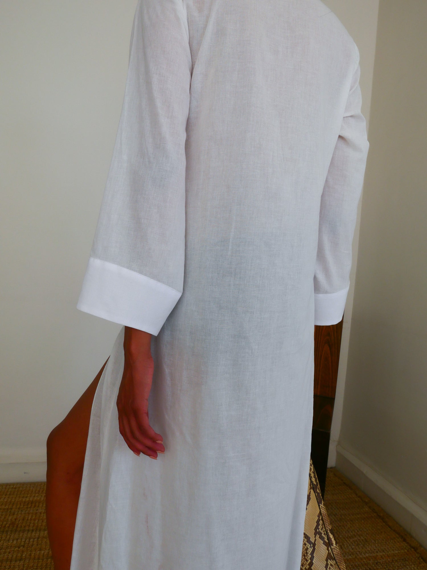 The Cotton Voile V Neck Slit Kaftan