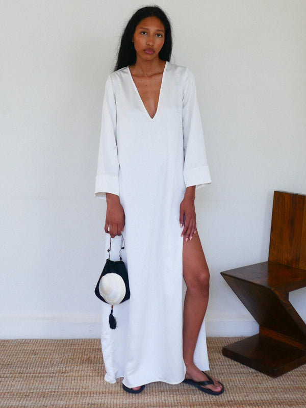 The Satin V Neck Kaftan
