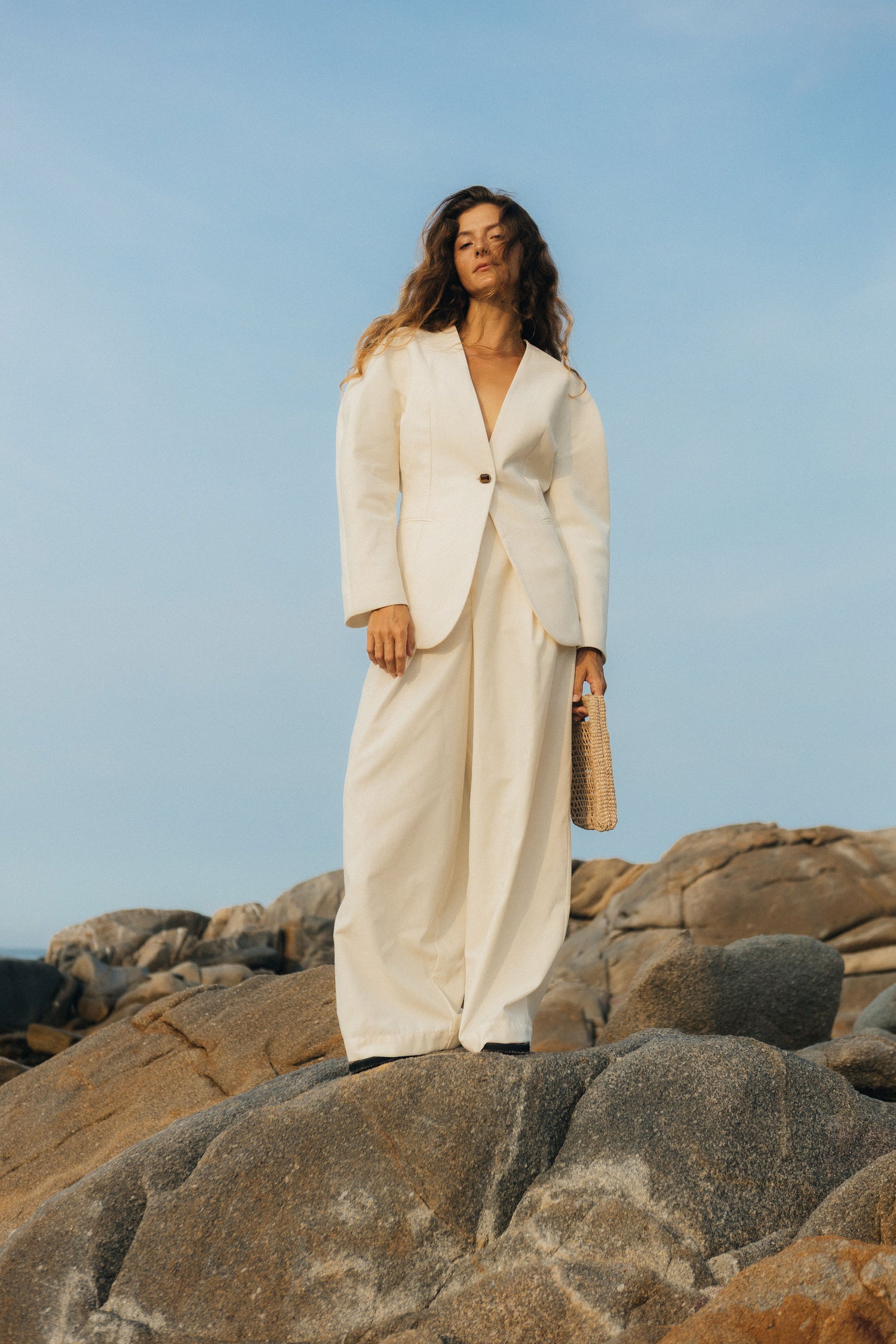 The Summer Wool Wide Leg Pleated Trouser