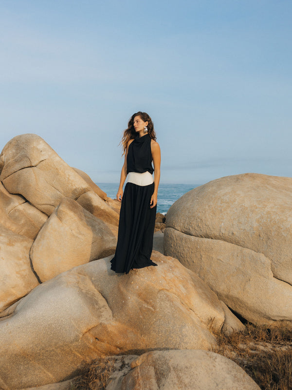The Crepe Long Wave Skirt