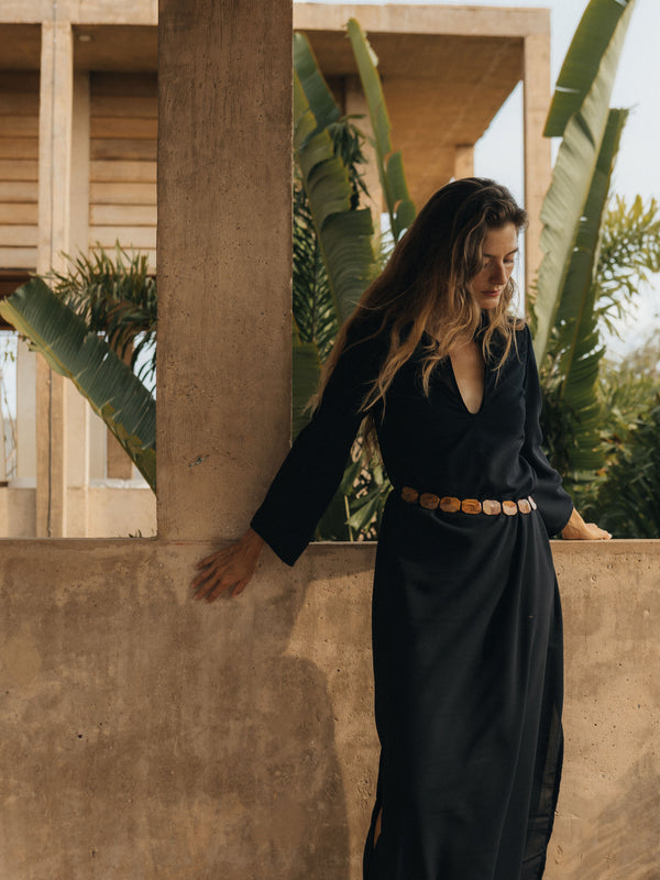 The Wool Crepe V-Neck Kaftan